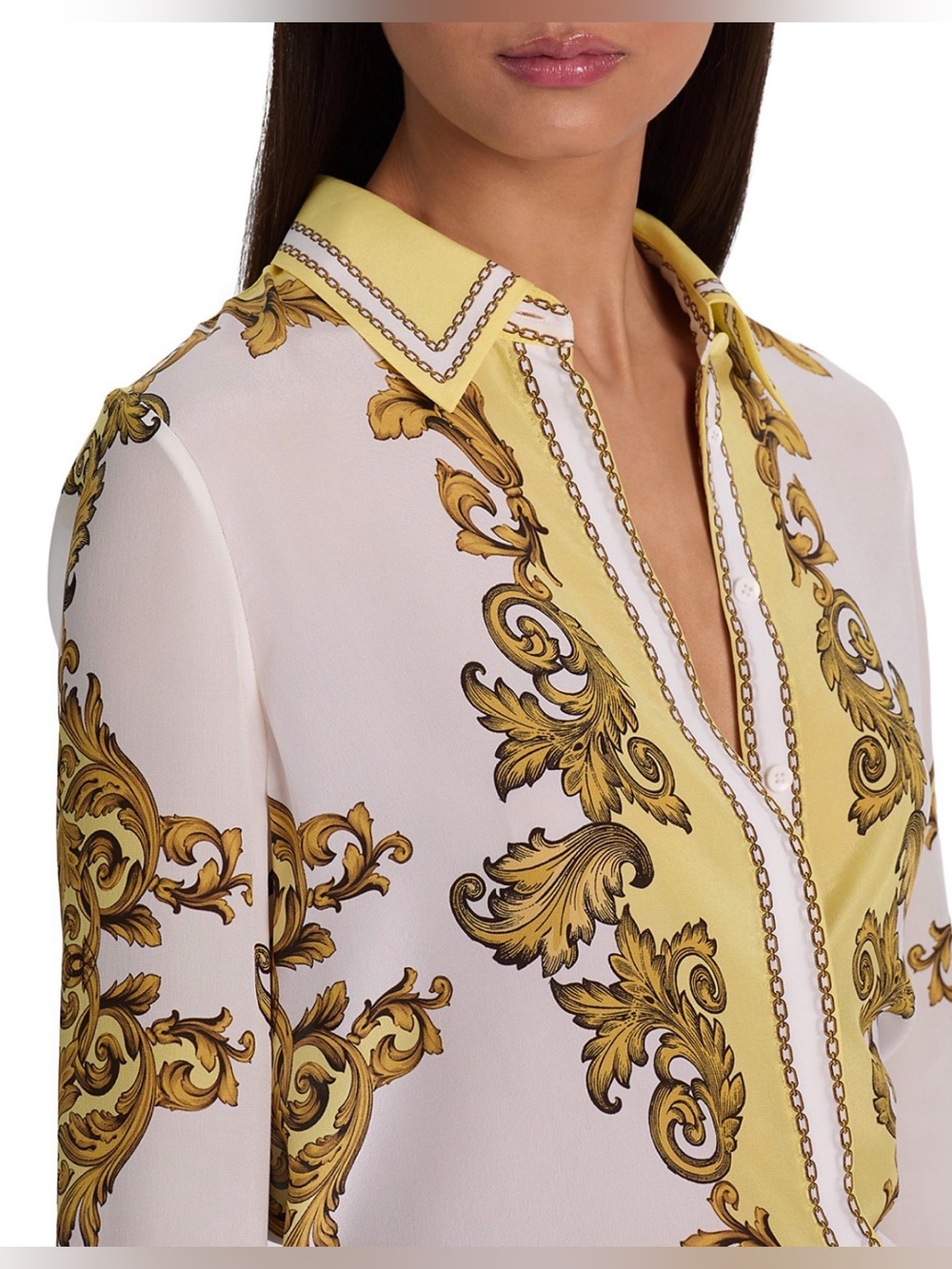 Alice + Olivia Willa Placket Top in Golden Coast - Picture 3 of 12